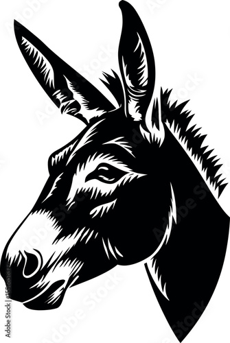 Black and White donkey Head – Minimalist Line Art Vector Illustration for Logo or Print Design