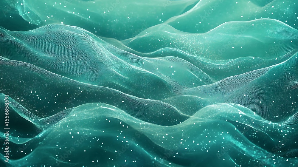 Obraz premium Teal Abstract Wave Background. (7)