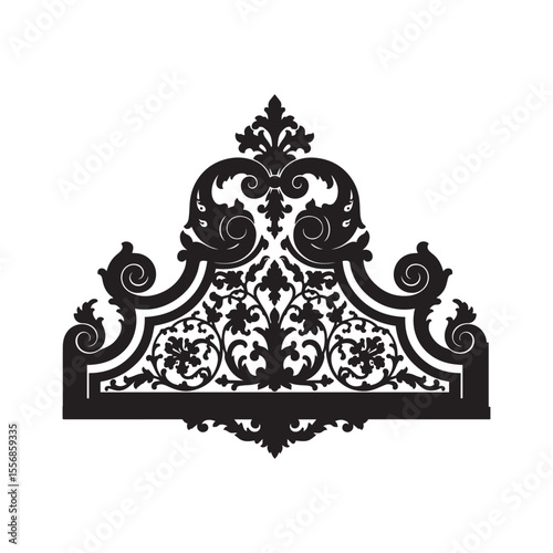 Premium vector. Ornate black decorative scrollwork silhouette isolated on white background. 