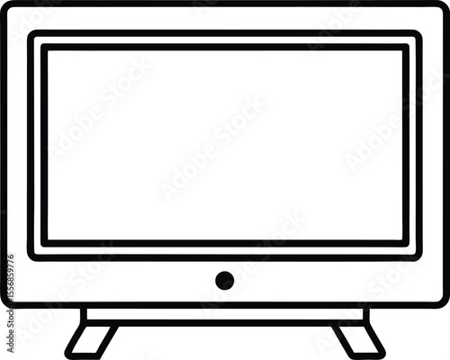 Flat Monitor Television Outline with Minimal Style