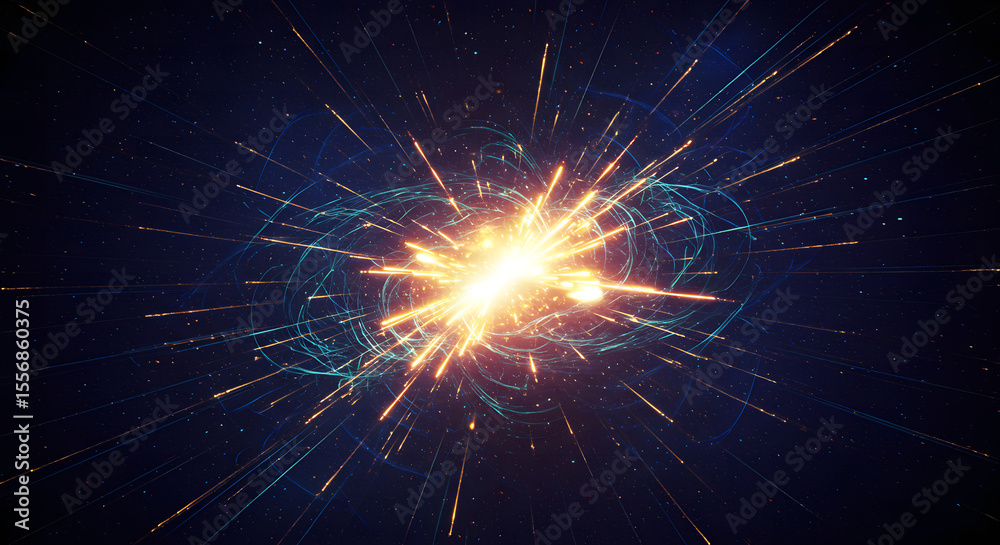 Fototapeta premium Abstract Cosmic Explosion Glowing Nebula and Energy Burst