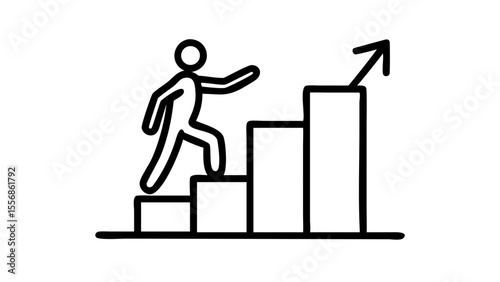 Businessman climbing bar chart – growth concept
