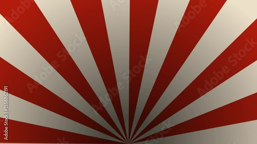 Animation of an abstract vintage circus background rotating in a loop, with stripes and sunbeams, for a carnival atmosphere.