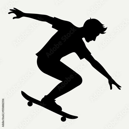 Silhouette of a young person performing a skateboard trick with dynamic pose