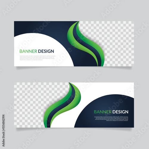 green banner design with elegant modern curves