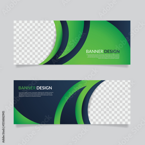 green banner design with elegant modern curves