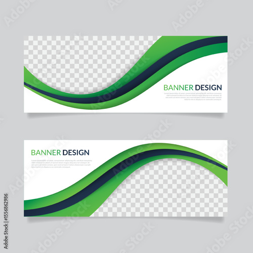 green banner design with elegant modern curves