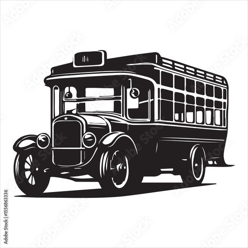 Highway Cruiser Long-Distance Bus Silhouette Design ,  black colour vactor 