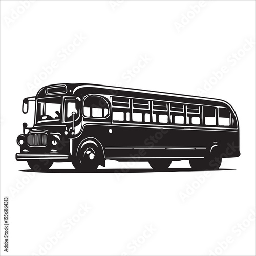 Highway Cruiser Long-Distance Bus Silhouette Design ,  black colour vactor 