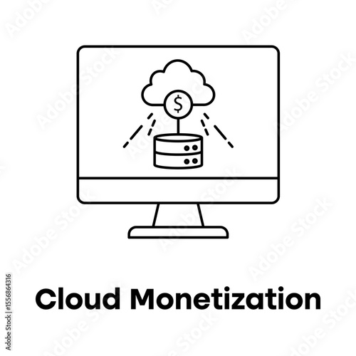 SaaS Monetization Icon, Web Profit System, Cloud Billing, Revenue from Data, Tech Earnings Icon, Online Business Income, Server Revenue Model, Cloud Profit