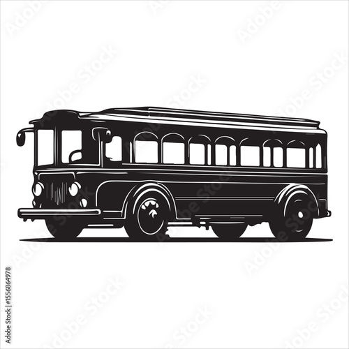 Highway Cruiser Long-Distance Bus Silhouette Design ,  black colour vactor 
