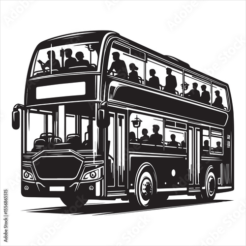 Highway Cruiser Long-Distance Bus Silhouette Design ,  black colour vactor 