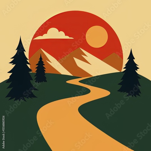 Scenic Mountain Hiking Trail at Sunset
