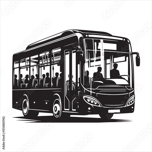 Highway Cruiser Long-Distance Bus Silhouette Design ,  black colour vactor 