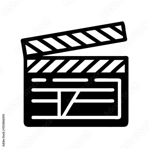 Movie clapper board icon in black and white for film and video production vector illustration