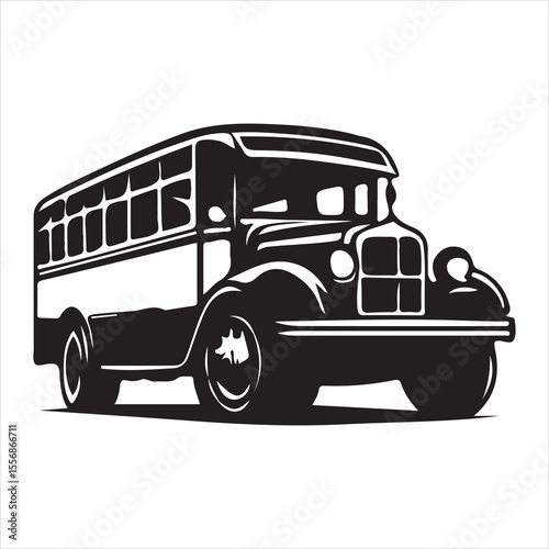 Highway Cruiser Long-Distance Bus Silhouette Design ,  black colour vactor 