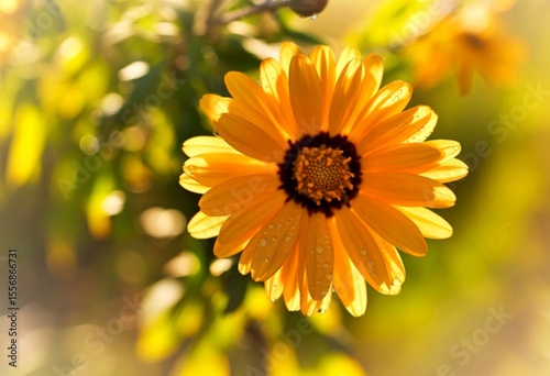 Golden dewdrop daisy in sunlight