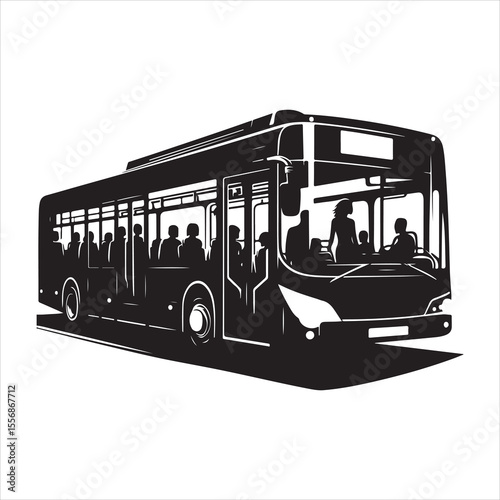 Highway Cruiser Long-Distance Bus Silhouette Design ,  black colour vactor 