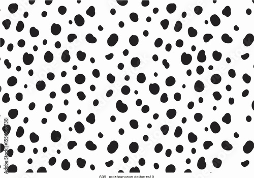 Seamless abstract black and white spotted pattern resembling a Dalmatian print, perfect for modern backgrounds, textiles, and decorative design.