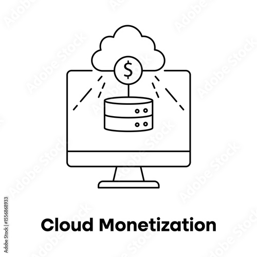 Digital Revenue Icon, IT Monetization System, Cloud Payment Model, Online Service Earnings, Platform Monetization, Revenue Growth Cloud