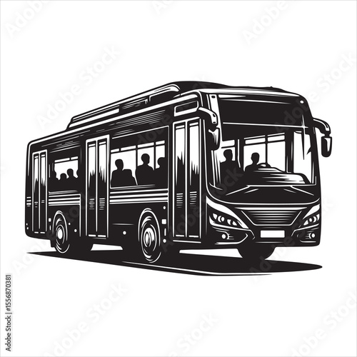 Highway Cruiser Long-Distance Bus Silhouette Design ,  black colour vactor 