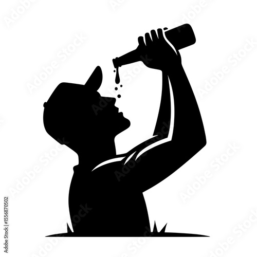 Man drinking beer from bottle symbolizing masculinity and refreshment