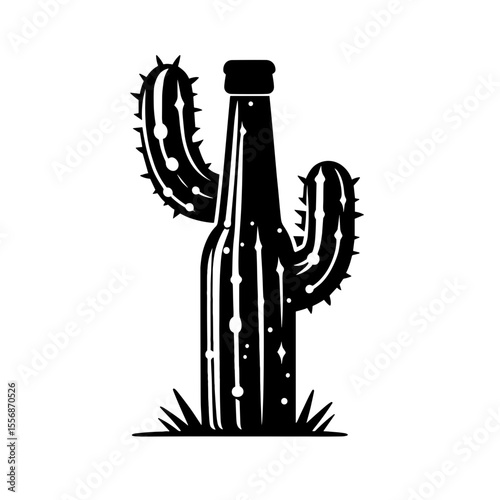 Beer bottle shaped cactus symbolizing desert refreshment and uniqueness