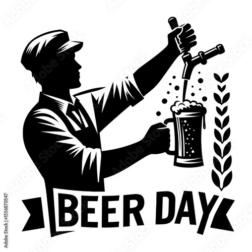 Bartender pouring beer for Beer Day celebration