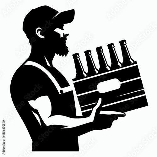 Man carrying beer crate symbolizing work, strength, and celebration