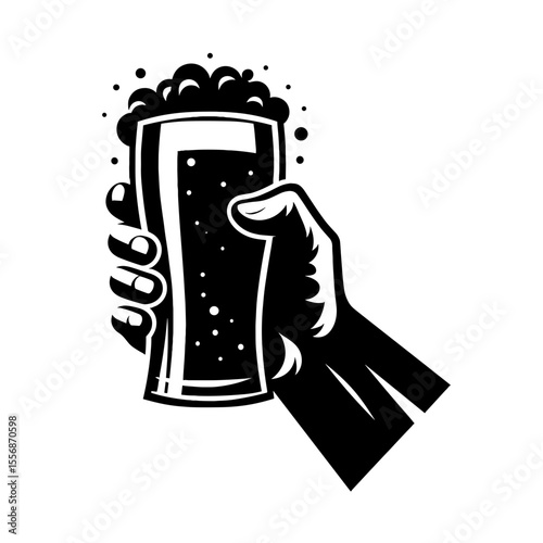 Hand holding full beer glass symbolizing pride and satisfaction