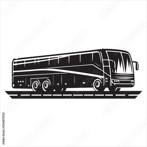 Highway Cruiser Long-Distance Bus Silhouette Design ,  black colour vactor 