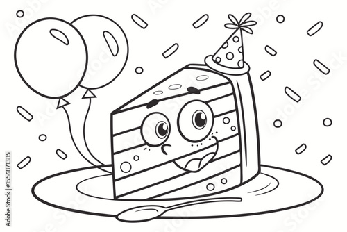 birthday party invitation for coloring book, coloring page, kids