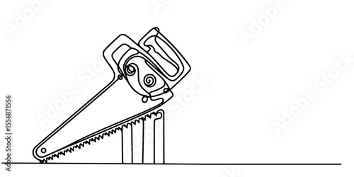 Precision Chainsaw Sketch, Technical sketch of an electric chainsaw in side view.