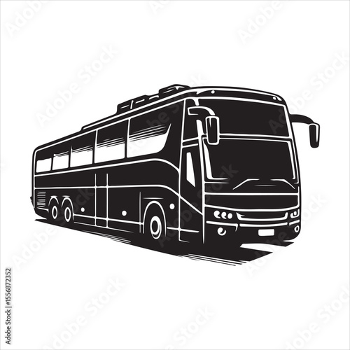Highway Cruiser Long-Distance Bus Silhouette Design ,  black colour vactor 
