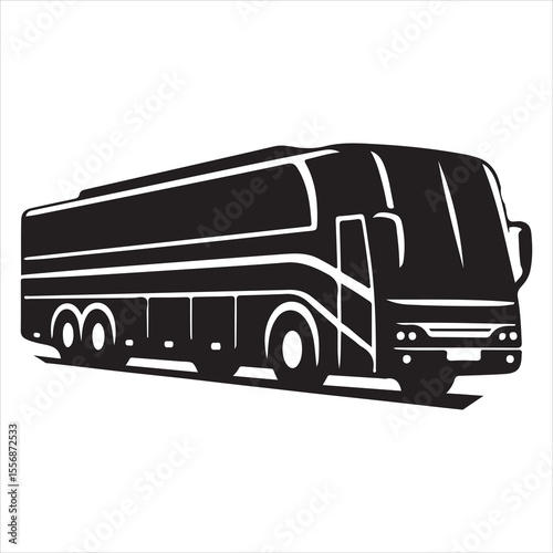 Highway Cruiser Long-Distance Bus Silhouette Design ,  black colour vactor 
