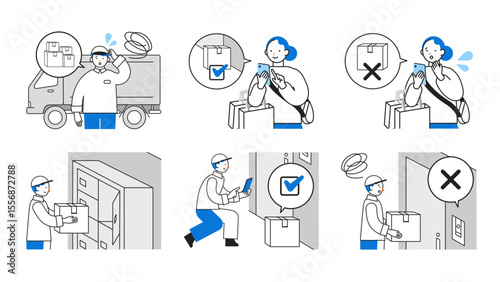 配送業の人員不足と向き合う社会ののイラスト　置き配