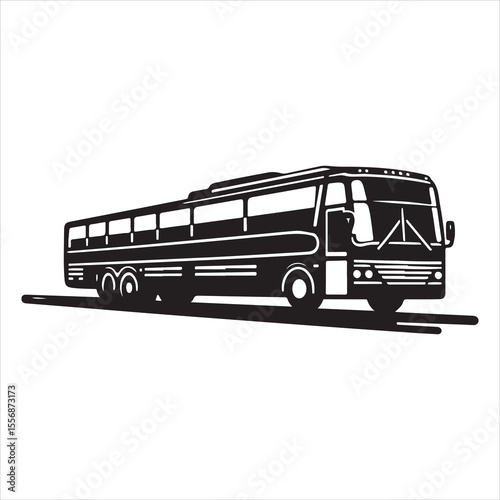 Highway Cruiser Long-Distance Bus Silhouette Design ,  black colour vactor 