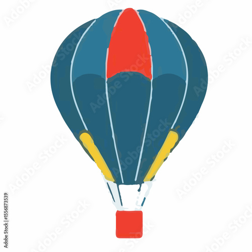 
A vibrant vector illustration of a hot air balloon in shades of blue, red, and yellow, ready for flight, symbolizing adventure, travel, exploration, or dreams.