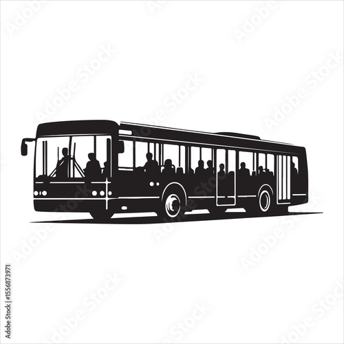 Highway Cruiser Long-Distance Bus Silhouette Design ,  black colour vactor 