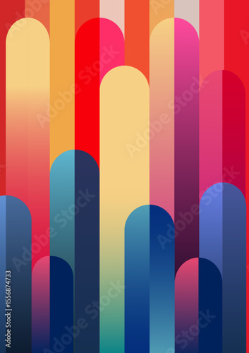 Abstract gradient painting with geometric shapes. Minimalistic graphics.