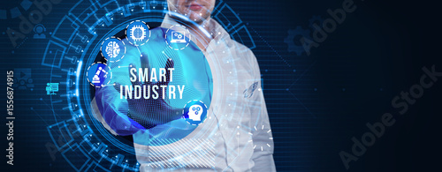 Smart industry 4.0 manufacturing technology concept.