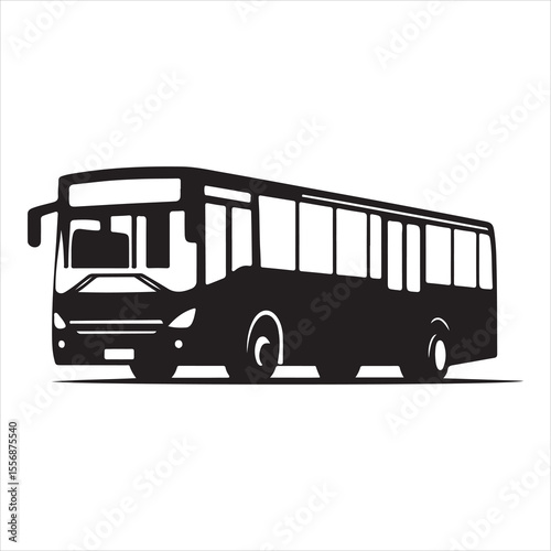 Highway Cruiser Long-Distance Bus Silhouette Design ,  black colour vactor 