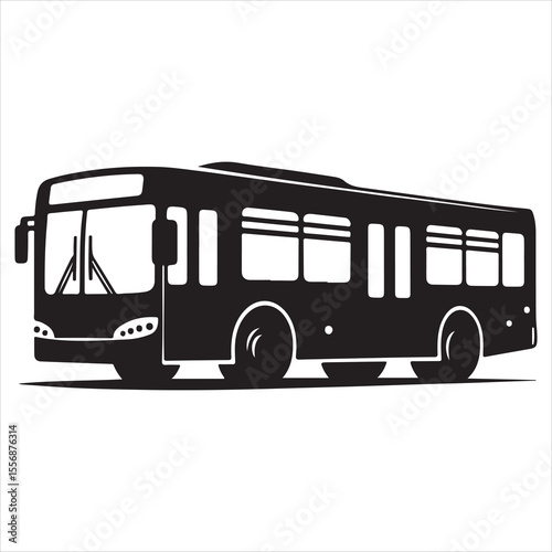 Highway Cruiser Long-Distance Bus Silhouette Design ,  black colour vactor 