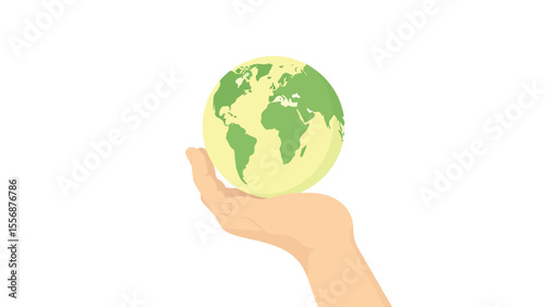 Minimal Hand Holding Earth Clean Vector Symbol of Care