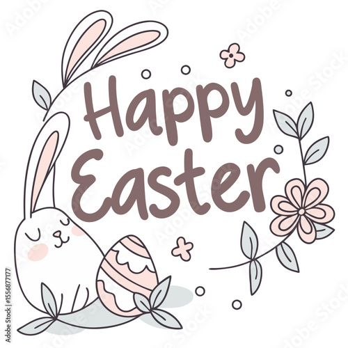 Cute Happy Easter Illustration and vector graphics