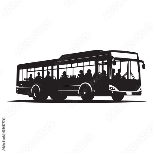 Highway Cruiser Long-Distance Bus Silhouette Design ,  black colour vactor 