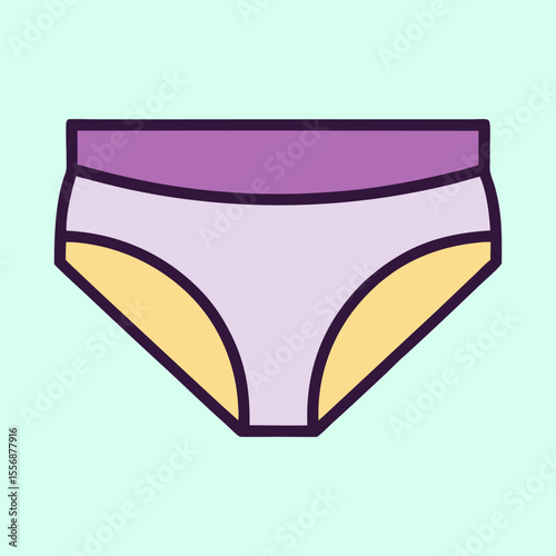 Illustrated Women's Underwear Panties in Lavender Purple and Pastel Yellow Design