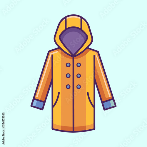 Colorful Vector Illustration of a Hooded Raincoat Perfect for Rainy Days