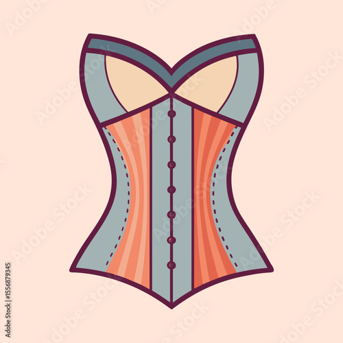 Fashionable corset illustration in pastel colors with simple and stylish design