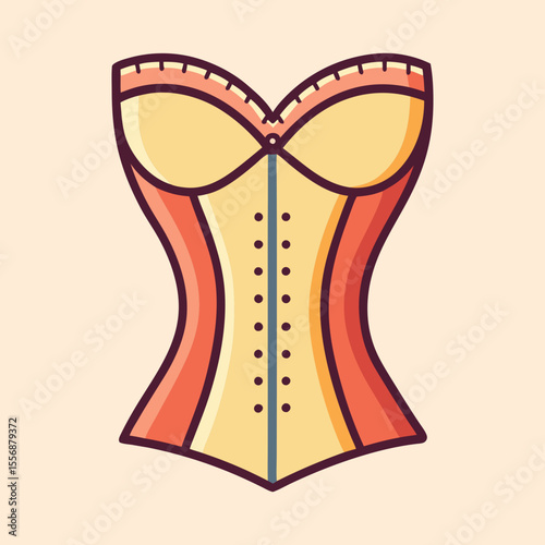 Illustration of a vintagestyle corset with elegant curves and decorative details